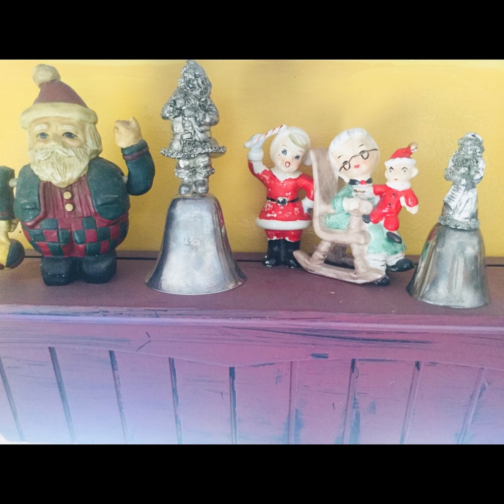 Vintage Santa Claus Silver Plated BELLS SANTA